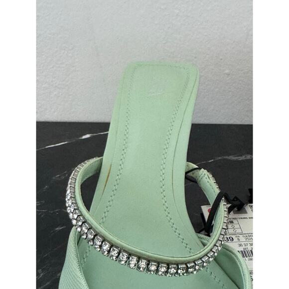 Zara Pistachio Pastel Pointed-toe Mule Kitten Heels - Picture 4 of 14